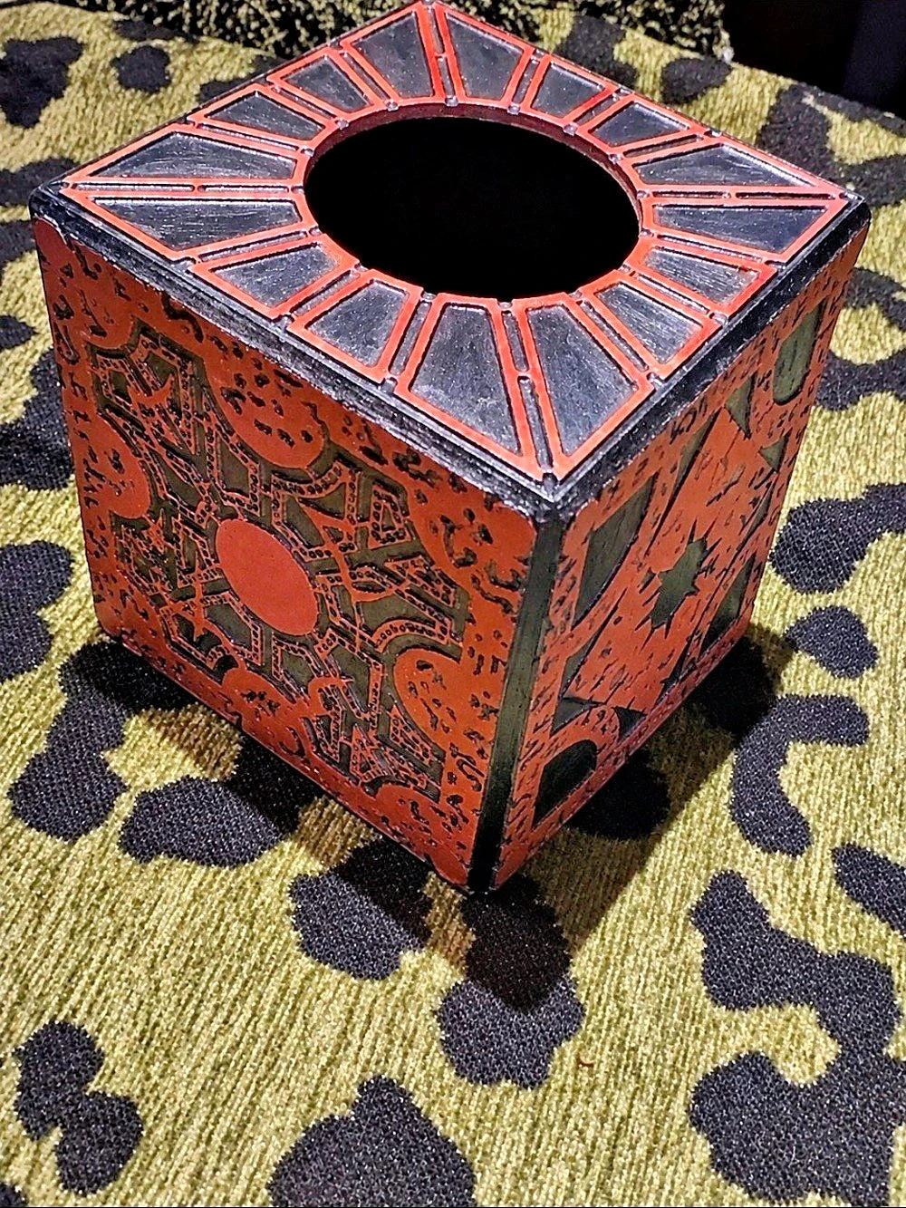 Lament Configuration Puzzle Tissue Box – Hand Painted Glow in the Dark